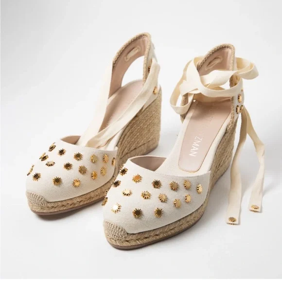 NWOB Stuart Weitzman Marguerita Stars Wedge Espadrilles 10.5 - Picture 2 of 7